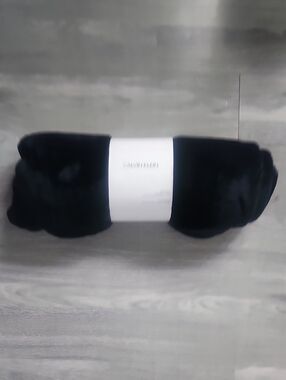 Calvin Klein Black Plush Throw Blanket